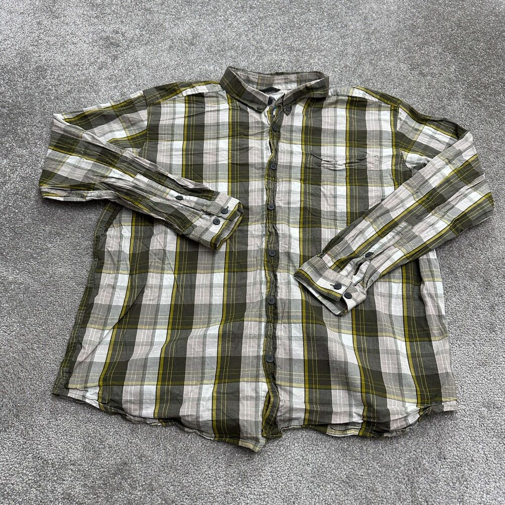 Columbia Shirt Men XXL Green Plaid Long Sleeve Button Down Cotton Casual Outdoor